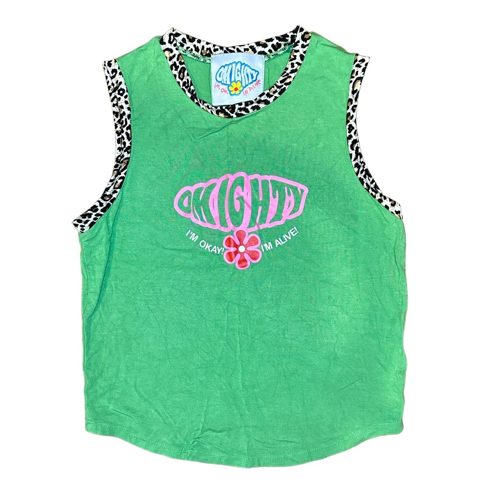 Omighty top green baby tank “I’m okay I’m alive”